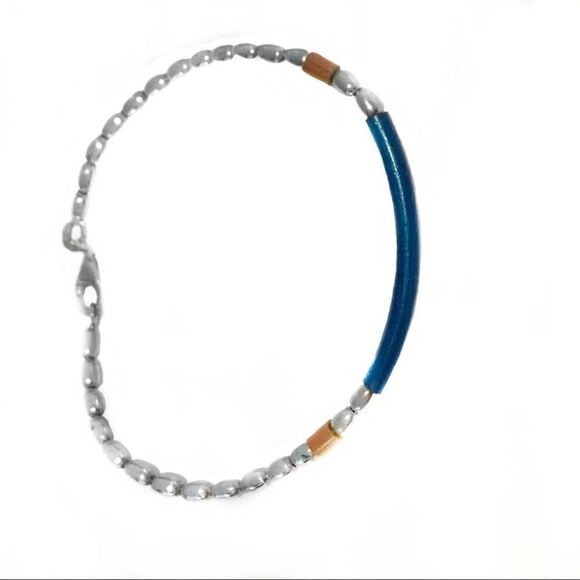 Sterling silver beaded turquoise coral bracelet - Picture 1 of 6